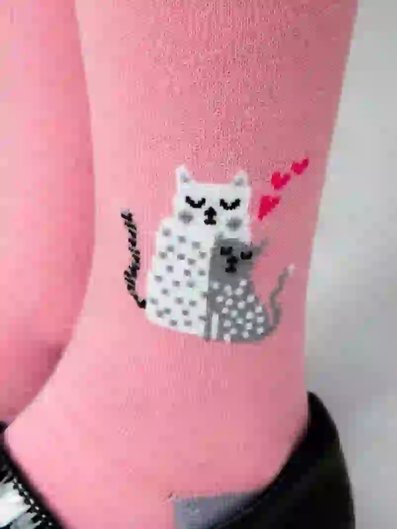 КОЛГОТКИ С РИСУНКОМ ДВЕ КОШКИ Т.ПУДРА